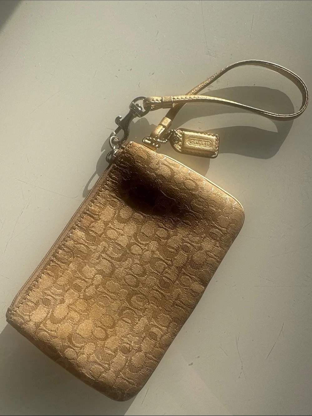 Coach Metallic Gold Signature Clutch Wristlet